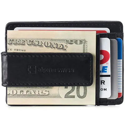 Alpine Swiss Mens RFID Safe Magnetic Money Clip Wallet Slim Front Pocket Wallet • $19.99