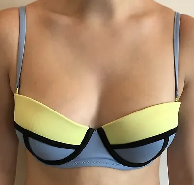 PINK Victoria’s Secret Size 32DD Blue Yellow Bikini Top Separates Designer Label • $49