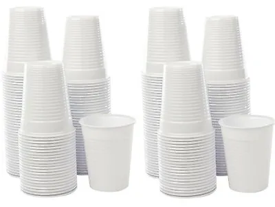 Plastic Cups Disposable 7oz Reusable Plastic Cups White Plastic Drinking Cups UK • £2.99