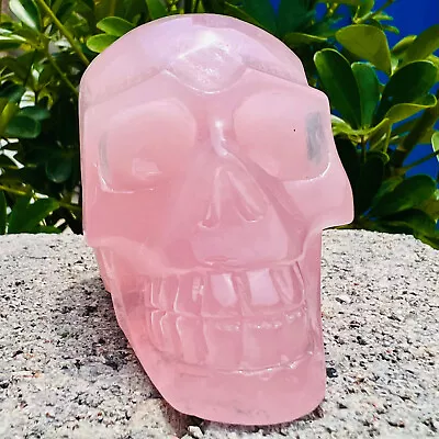 590G Natural Crystal Rose Pink Hand-carved Quartz Skull Reiki Healing. CB02 • $0.99