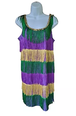 Mardi Gras NOLA Flapper Womens Costume Dress New Orleans LA Fringe Adult S XS • $20.94