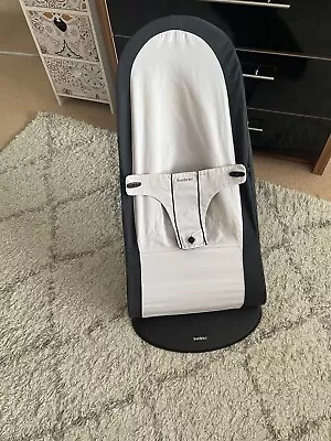 Baby Bjorn Black & Light Grey Balance Soft Baby Bouncer. Good Condition • £56