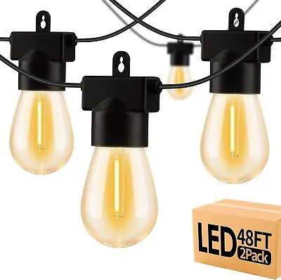 98FT Outdoor String Lights S14 Led Lights Dimmable 32 Bulb For Yard Patio Garden • $61.99