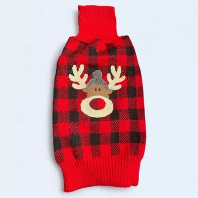 KYEESE Christmas Reindeer Red Plaid Dog Sweater - NWT Size XL • $13