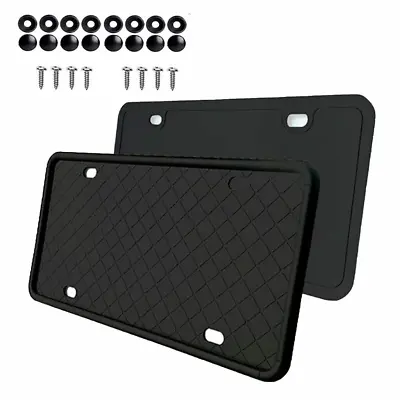 2Pcs Silicone Car License Plate Frame Cover Front Rear Holder Mounting Bracket • $25.96