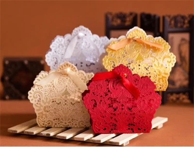 $3.13 • Buy 10/50pcs Candy Box Lace Laser Cut Paper Pillow Gift Box Wedding Party Favors Bag