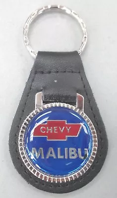 Vintage  NOS Blue Chevy MALIBU Leather #3294 Chrome Key Ring Bow Tie Chevrolet • $24.95