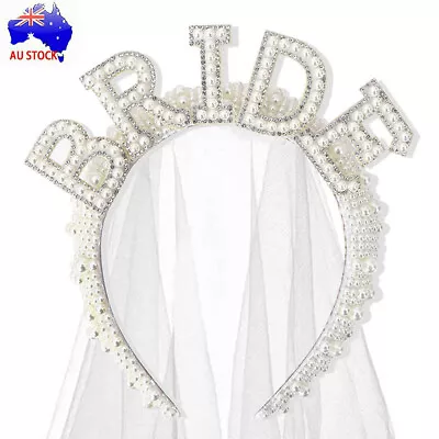 Bride To Be Pearl Crown Headband Bach Bachelorette Party Bridal Shower Wedding • $20.50
