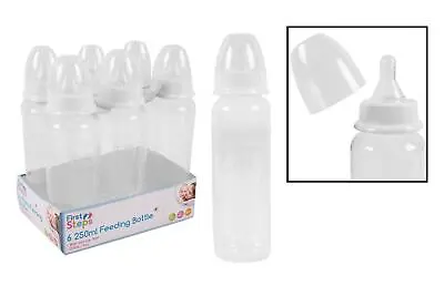 £10.95 • Buy Pack Of 6/12 Baby Bottles Silicone Teat Newborns BPA Free 250ml Clear Design