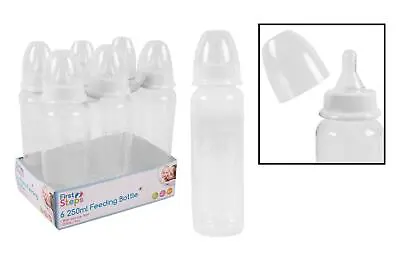 Pack Of 6/12 Baby Bottles Silicone Teat Newborns BPA Free 250ml Clear Design • £11.49