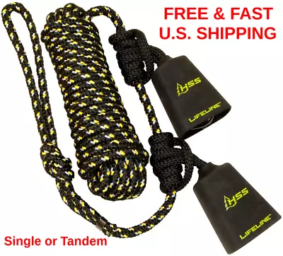 TREESTAND LIFELINE Reflective 2 Man Safety Rope W/ Carabiner & COWBELL SILENCERS • $68.97