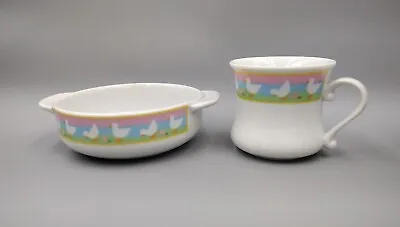 Teleflora  Ducks Rainbow Porcelain Vintage Cup And Bowl  • $18.98