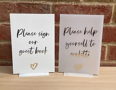 Acrylic Wedding Signs Sign Our Guestbook Sign Cards And Gifts Sign Confetti • £7.99