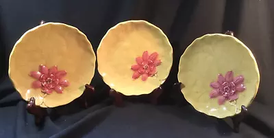 Antique German Majolica Waterlily Plates 3 Pieces By Zell C.1920s  • $65