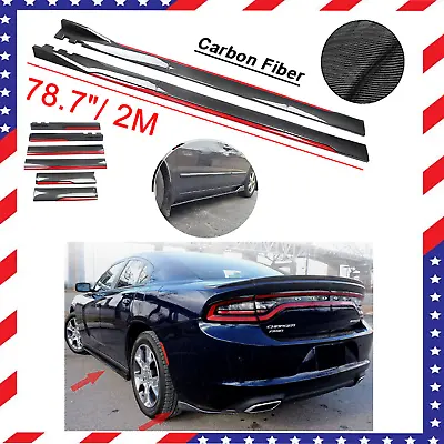 Carbon Fiber Look Side Skirt Extension Spoiler Splitter For Dodge Charger SRT • $99.99