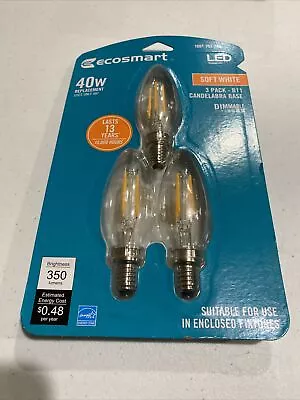 EcoSmart 40-Watt Equivalent B11 E12 Base Dimmable Clear Filament Vintage Style • $9.99