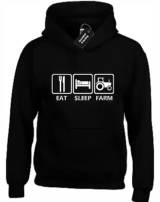 Eat Sleep Tractor Kids Childrens Hoody Hoodie Farming Agriculture Design Funny • £14.99