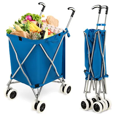 Folding Shopping Cart Utility W/ Water-Resistant Removable Canvas Bag • $78.95