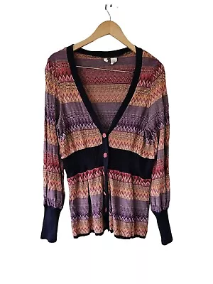 MOTH Chevron Sweater Multicolor  Button Up Cardigan LARGE • $28.75