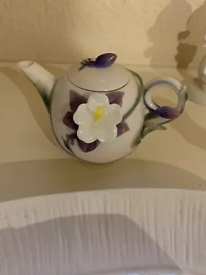 VTG Decor Mini Teapot Ceramic 3D Floral Design Lovely • $9.99