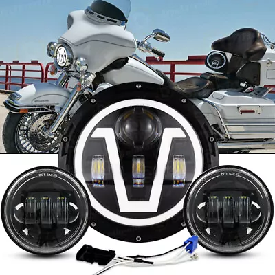 7  Inch Led Headlight Fog Passing Lights For Yamaha V-Star XVS 650 950 1100 1300 • $65.99