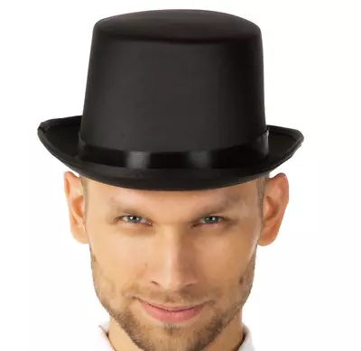 Black Top Hat Magicians Victorian Top Hat For Mens Adult Party Accessories • £7.99