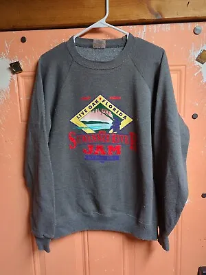 Vintage First Annual Suwannee River Jam Gray Sweatshirt Live Oak Florida Sz. Lg  • $17.99