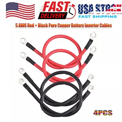 4PCS 20  5 AWG Gauge 3/8  Lug Battery Cable Inverter Cables Solar RV Car Golf • $19.98