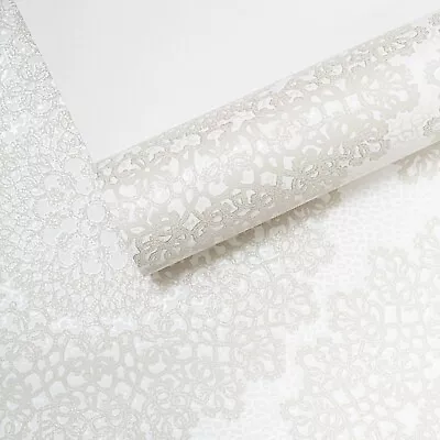 Cream Beige Oriental Wallpaper Thick Textured Metallic Damask Shimmer Effect • £8.99