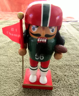 Wooden Nutcracker  #1 Champ   Football Player With Flag & Ball   7  Tall • $15