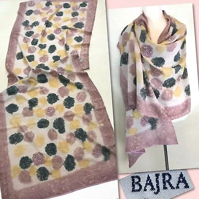 $49.80 • Buy Bajra Scarf Rectangle Wrap Cotton Silk Blend  82  X 29  Blush Sage Yellow Cream