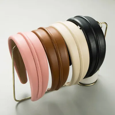 PU Leather Super Wide Headband Face Wash Makeup Head Hoop Vintage Simple Fashion • $5.50