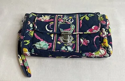 Vera Bradley Pushlock Wristlet Tutti Frutti. Blue With Floral Padding. • $24.99