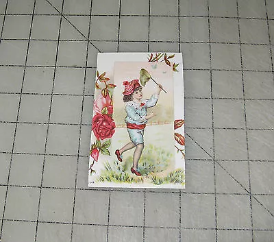 Vintage LIBERTY BRAND JAVA COFFEE 3.5  X 5  Trade Card Boy With Butterfly Net • $12