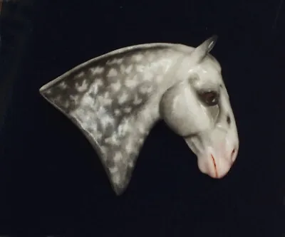 Fine Bone China Horse Brooch - Hogged Cob - Dapple Grey • £29.95