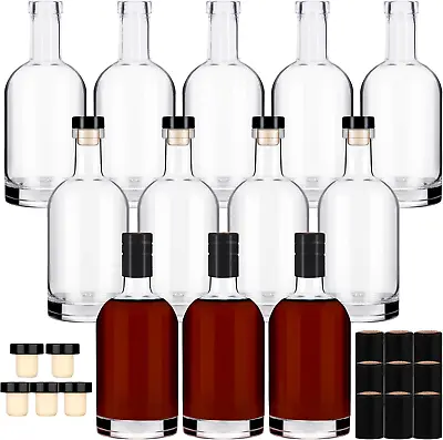 12Pack Glass Bottles With Cork 12Oz Clear Glass Bottles 375Ml Nordic Bottles Wit • $61.99
