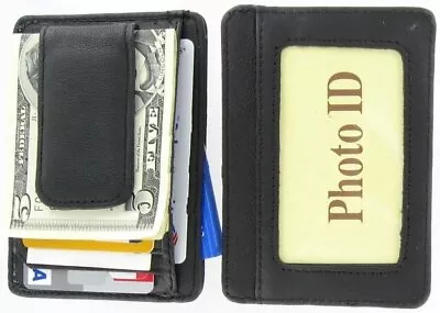Mens Leather Wallet Money Clip Credit Card ID Holder Front Pocket Slim NEW • $9.99