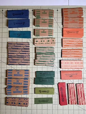 Lot Vintage Coin Roll Wrapper Tubes Branded & Un Unused All Denominations • $10