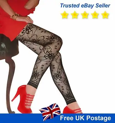 £5.99 • Buy Women's Patterned Net Fishnet Hosiery Tights Stockings Footless Floral Lingerie