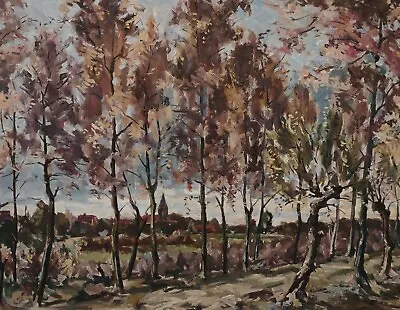 Clearance Sale Painting Forest Road Autumn Village Background Prof. Ludwig • $385.08