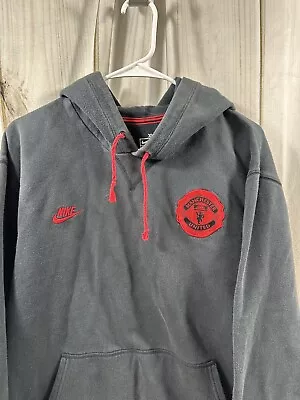 Nike Team Manchester United Stitched Soccer Hoodie Sweatshirt Mens XL Black • $39.99