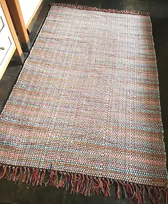 Green Pink Blue Premium Rag Rug 120x180cm Pastel Machine Washable Fair Trade • £34.99