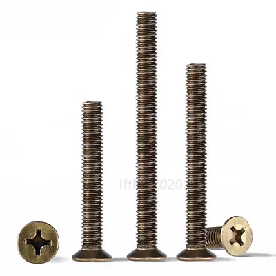 Brass Phillips Machine Screws Countersunk Flat Head Bolts M2 M2.5 M3 M4 M5 M8  • £1.79