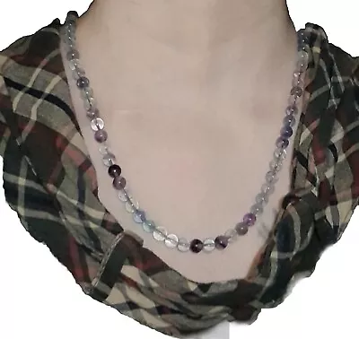 925 Sterling Silver Rainbow Fluorite Slider Necklace 153ct 27 1/2 Inch Certified • £23