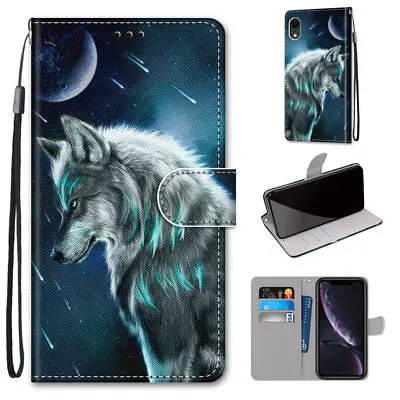 For Various Phone Cool Wolf Flip Leather Wallet Card Bag Holder Stand Case Cover • $6.34