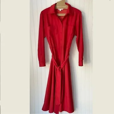 Veronica Beard Cary Long Sleeve Shirt Dress Red Size 2 As Seen On Meghan Markle • $195