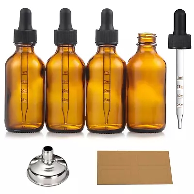 4 Pack 1 Oz Glass Dropper Bottles With Measured Dropper - 30ml Dark Amber With - • $11.21