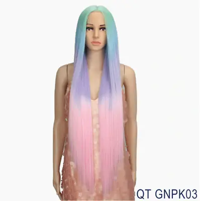 Mermaid Super Long Straight Ombre Wigs Synthetic Pastel Heat Resistant Cosplay • $68.03