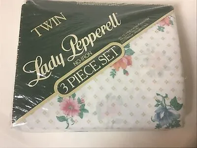 NOS Vintage Lady Peppered Sonnet 3 Piece Twin Sheet Set. No Iron. • $28