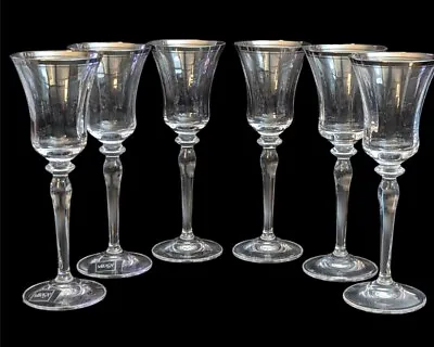 Mikasa Jamestown Platinum Band Wine Glasses Set Of 6 Optic Bowl 8½ H Austria X • $59.99